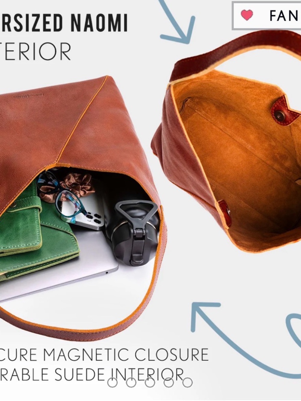 Portland Leather Brown Leather Shoulder Bag - Picture 3 of 11